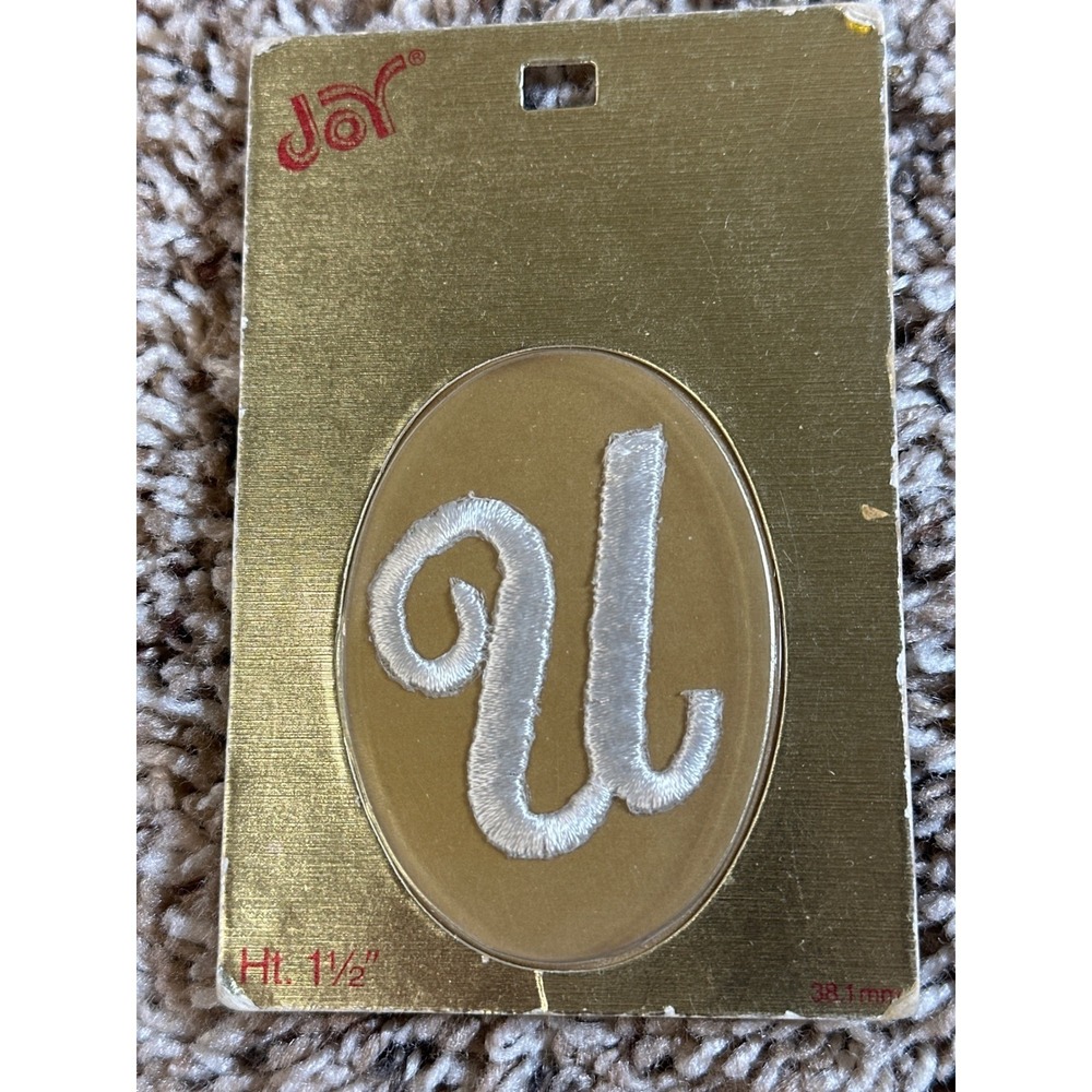 Vintage Joy Insignia IronOn Monogram Letter U White Swiss Embroidery Patch 1.5in